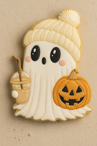 Cute Ghost with Beanie & Pumpkin Cookie Cutter